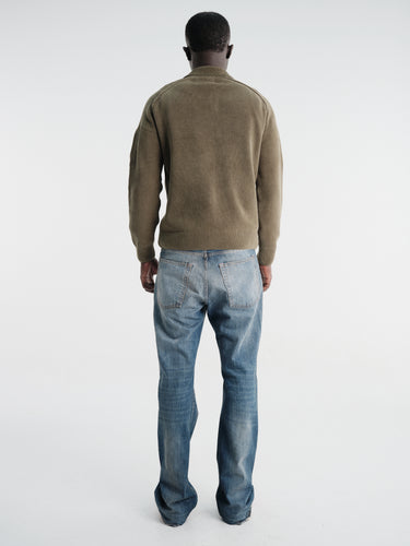 C.P. Company - Chenille Cotton Polo Sweater in Ivy Green