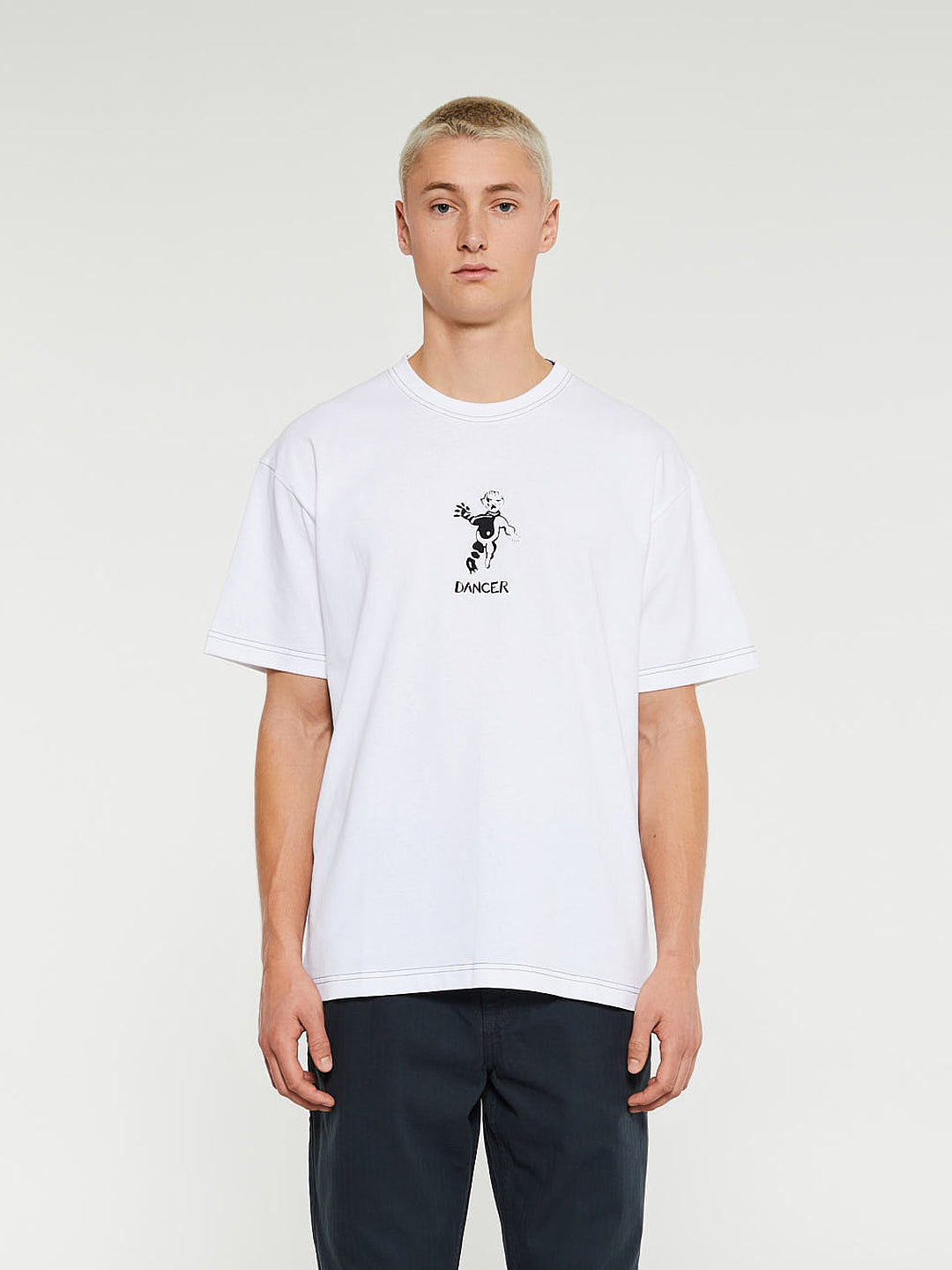 Dancer - OG Logo T-Shirt in White with Black Stitch