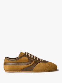Dries Van Noten - Leather-Trimmed Suede Sneakers in Ocra