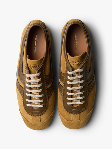 Dries Van Noten - Leather-Trimmed Suede Sneakers in Ocra