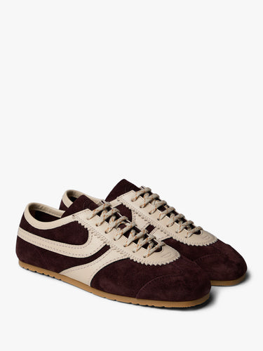 Dries Van Noten - Men's Leather-Trimmed Suede Sneakers in Dark Purple