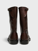 Dries Van Noten - Leather Biker Boots in Dark Brown