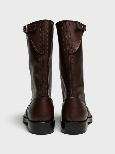 Dries Van Noten - Leather Biker Boots in Dark Brown