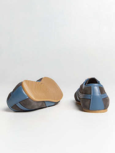 Dries Van Noten - Men's Leather-Trimmed Suede Sneakers in Steel