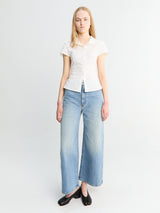 Dunst - Cap Sleeve Slim Shirt Blouse in White Stripe