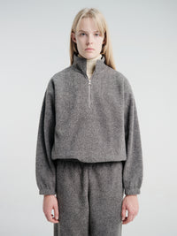Dunst - Unisex Half Zip-Up Fleece Sweatshirt in Melange Grey