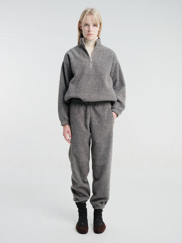 Dunst - Unisex Half Zip-Up Fleece Sweatshirt in Melange Grey