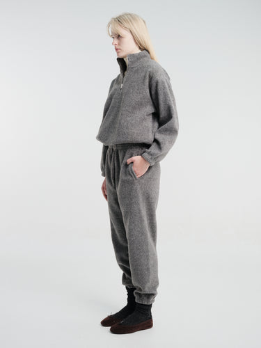 Dunst - Unisex Half Zip-Up Fleece Sweatshirt in Melange Grey