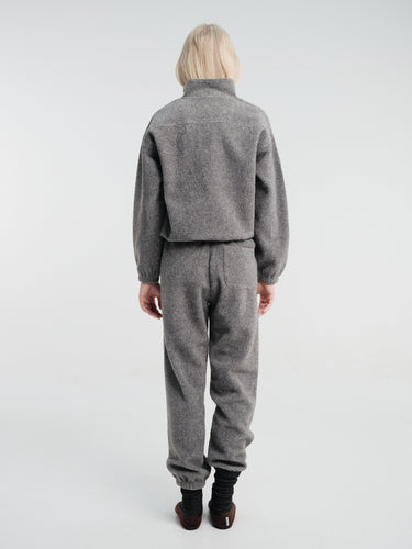 Dunst - Unisex Half Zip-Up Fleece Sweatshirt in Melange Grey