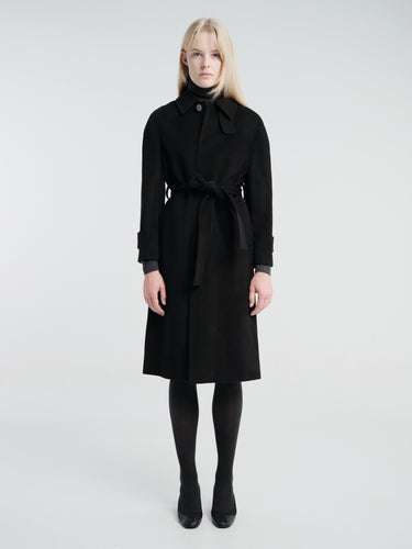 Dunst - Unisex Belted Cashmere Mac Coat in Black