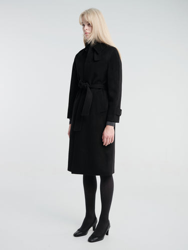 Dunst - Unisex Belted Cashmere Mac Coat in Black