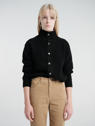 Dunst - Unisex High Neck Button Cardigan in Black