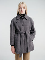Dunst - Belted Half Coat in Charcoal Grey
