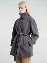 Dunst - Belted Half Coat in Charcoal Grey