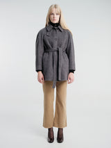 Dunst - Belted Half Coat in Charcoal Grey