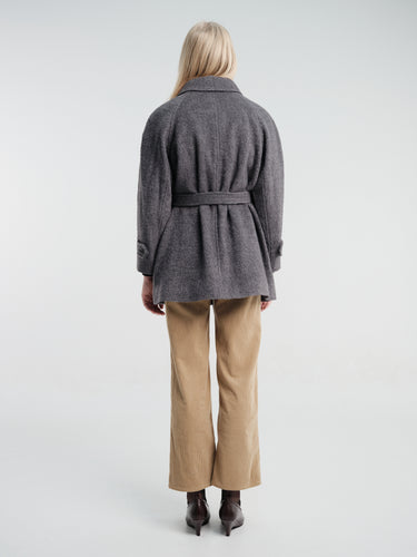 Dunst - Belted Half Coat in Charcoal Grey
