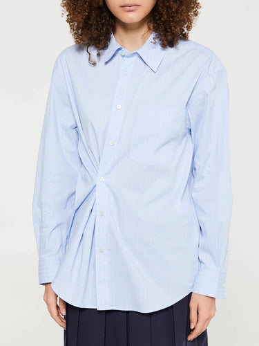 Dunst - Unisex Striped Oversized Shirt in Skyblue Stripe