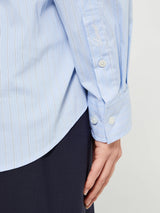 Dunst - Unisex Striped Oversized Shirt in Skyblue Stripe