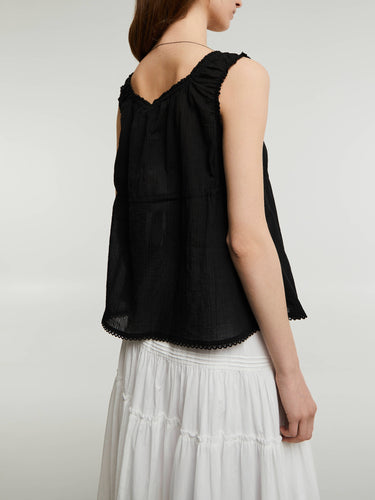 Dunst - Shirring Sleeveless Blouse in Black