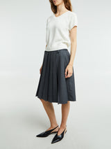 Dunst - Midi Pleats Skirt in Charcoal Grey