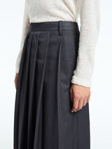 Dunst - Pleats Long Skirt in Charcoal Grey