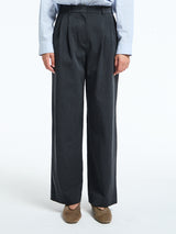 Dunst - Double Pleated Wide Slacks in Charcoal Grey