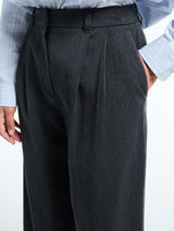 Dunst - Double Pleated Wide Slacks in Charcoal Grey
