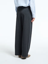 Dunst - Double Pleated Wide Slacks in Charcoal Grey