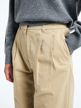 Dunst - Double Pleated Wide Chino Slacks in Beige