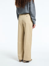 Dunst - Double Pleated Wide Chino Slacks in Beige