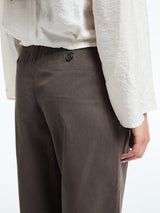 Dunst - Double Pleated Wide Chino Slacks in Brown