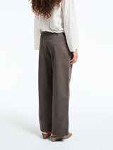 Dunst - Double Pleated Wide Chino Slacks in Brown