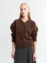 Dunst - Unisex Cashmere V-Neck Sweater in Brown
