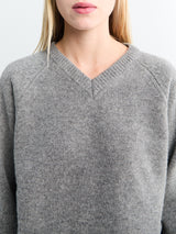 Dunst - Unisex Cashmere V-Neck Sweater in Melange Grey