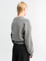 Dunst - Unisex Cashmere V-Neck Sweater in Melange Grey