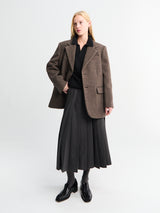 Dunst - Linear Pleats Long Skirt in Charcoal Grey