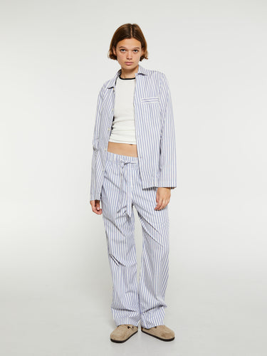 Tekla - Poplin Pyjamas Shirt in Skagen Stripes