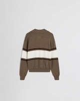 Phoebe Philo - Open Polo Jumper in Cigar, Cream and Chocolate