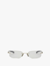 Flatlist - Milo Sunglasses in Brushed Silver Crystal Blue Grey with Light Grey Lens