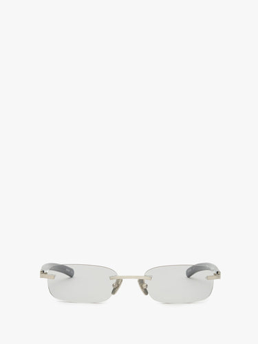 Flatlist - Milo Sunglasses in Brushed Silver Crystal Blue Grey with Light Grey Lens