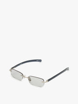 Flatlist - Milo Sunglasses in Brushed Silver Crystal Blue Grey with Light Grey Lens