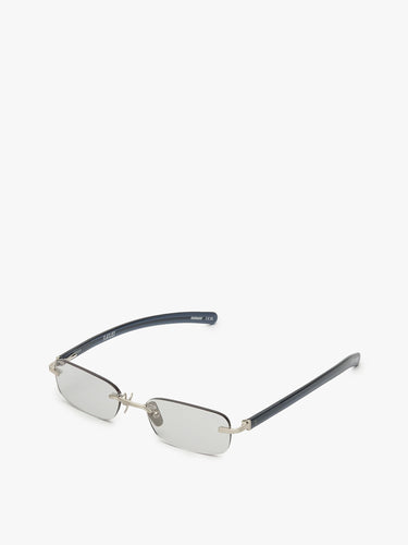 Flatlist - Milo Sunglasses in Brushed Silver Crystal Blue Grey with Light Grey Lens