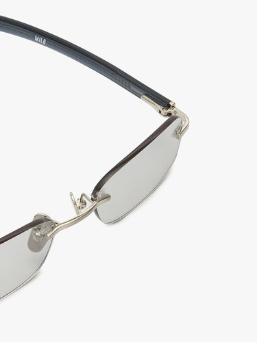Flatlist - Milo Sunglasses in Brushed Silver Crystal Blue Grey with Light Grey Lens