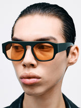 Flatlist - Flatlist x Sunflower Shade 02 Sunglasses in Forest Green and Solid Orange Lens