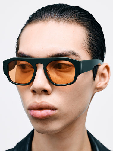 Flatlist - Flatlist x Sunflower Shade 02 Sunglasses in Forest Green and Solid Orange Lens