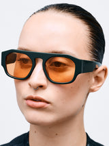 Flatlist - Flatlist x Sunflower Shade 02 Sunglasses in Forest Green and Solid Orange Lens