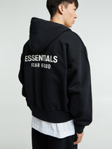 Fear of God - Classic Fit Fleece Zip Up Hoodie in Jet Black