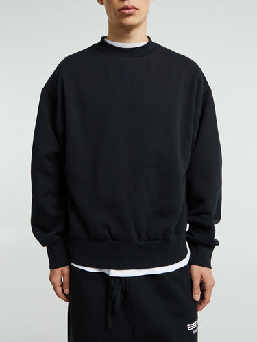 Fear of God - Classic Fit Fleece Crewneck in Jet Black