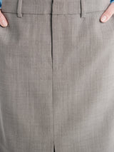The Frankie Shop - Maybelle Wool Front Slit Pencil Skirt - Light Taupe Melange