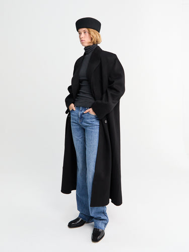 The Frankie Shop - Gaia Double Breasted Coat in Black